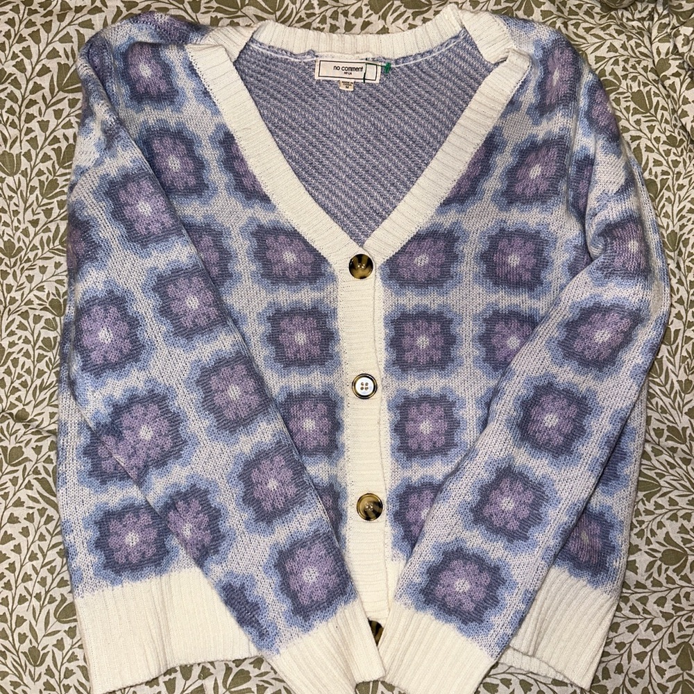 Lavender and Cream Knit Cardigan Size M